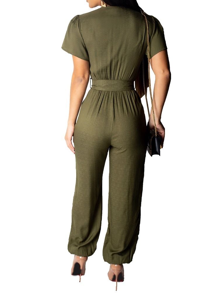 Combinaison Taille Haute Taille Haute Unie Pleine Longueur Pour Femmes