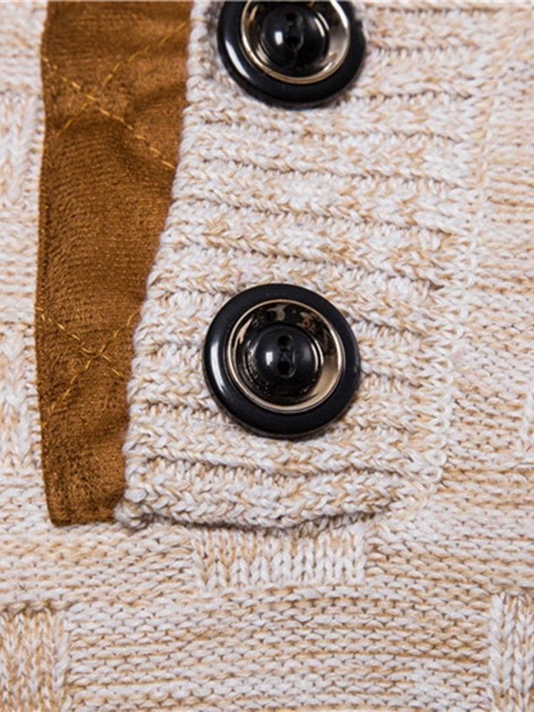 Pull À Boutons De Bloc De Couleur Standard Décontracté Pour Hommes