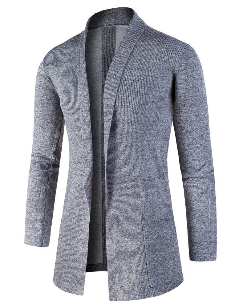 Pull Cardigan Slim Mi-long À Revers Pour Hommes