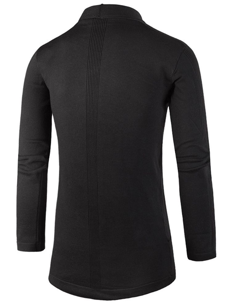 Pull Cardigan Slim Mi-long À Revers Pour Hommes