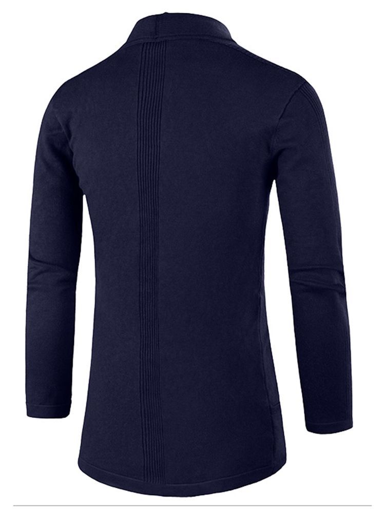 Pull Cardigan Slim Mi-long À Revers Pour Hommes