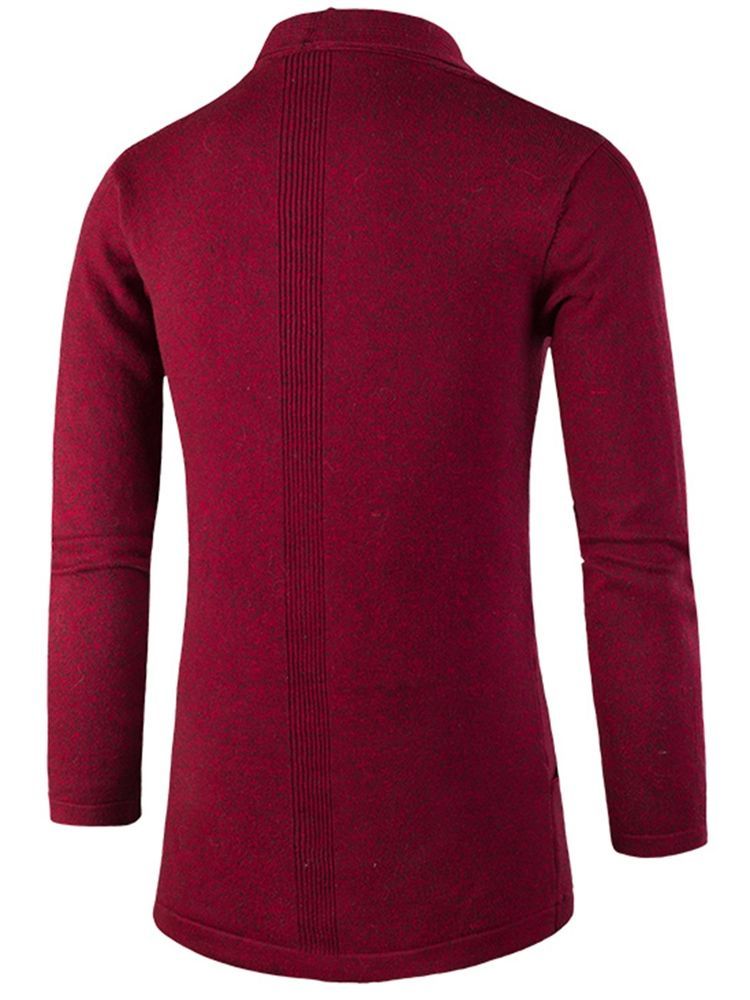Pull Cardigan Slim Mi-long À Revers Pour Hommes