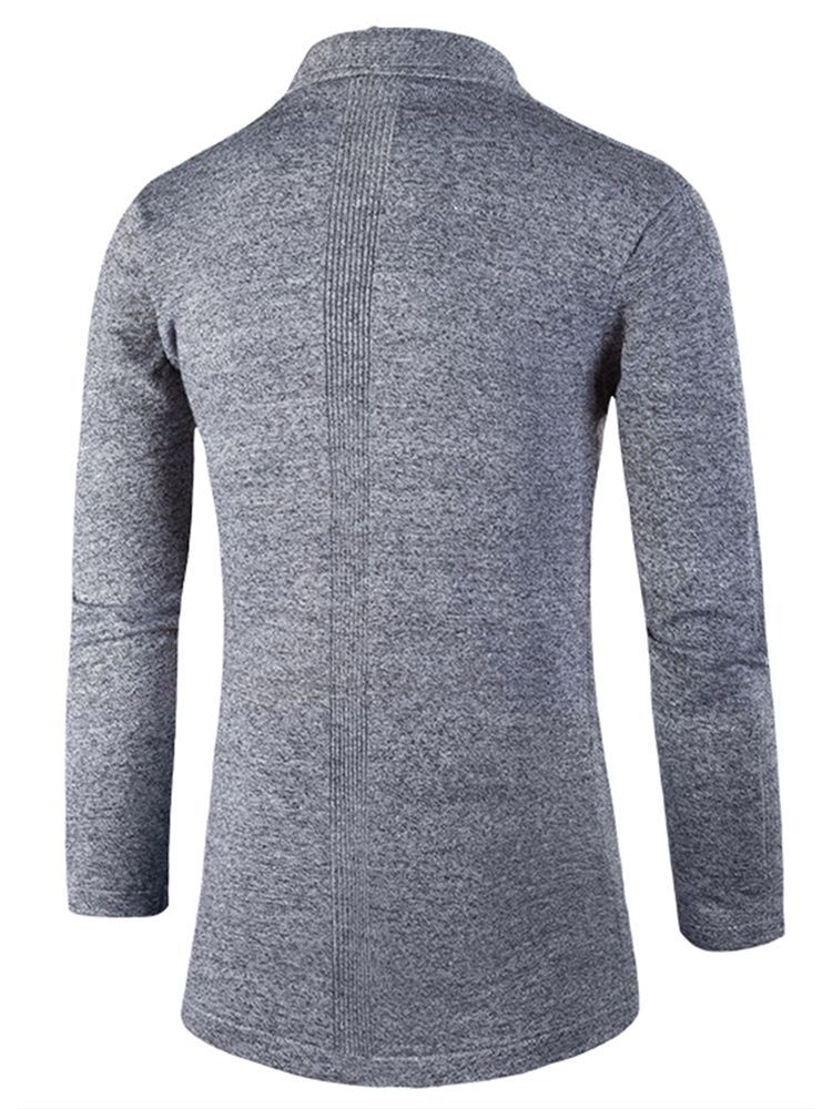 Pull Cardigan Slim Mi-long À Revers Pour Hommes