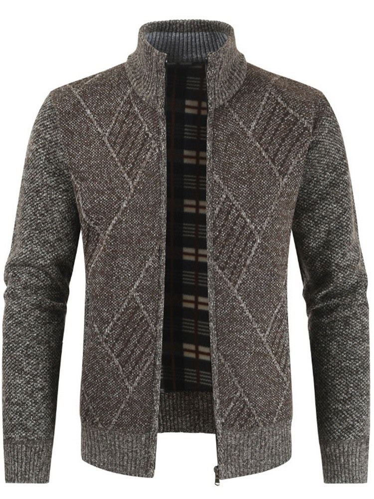 Pull Col Montant Standard Géométrique À Fermeture Éclair Pour Hommes
