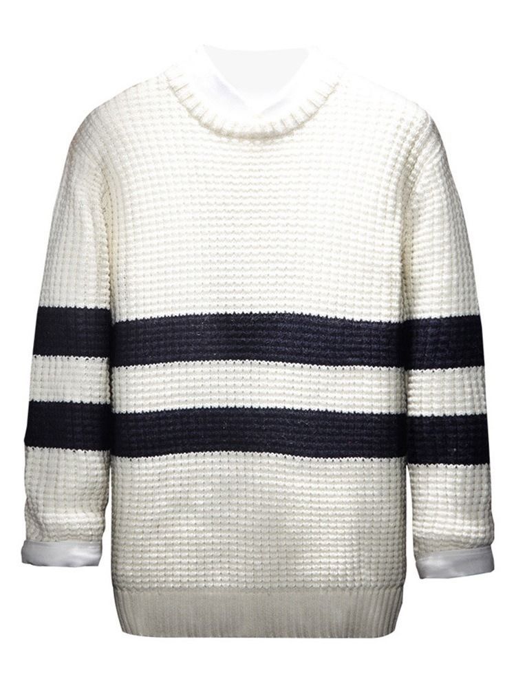 Pull Col Rond Color Block Mi-longueur Printemps Hommes