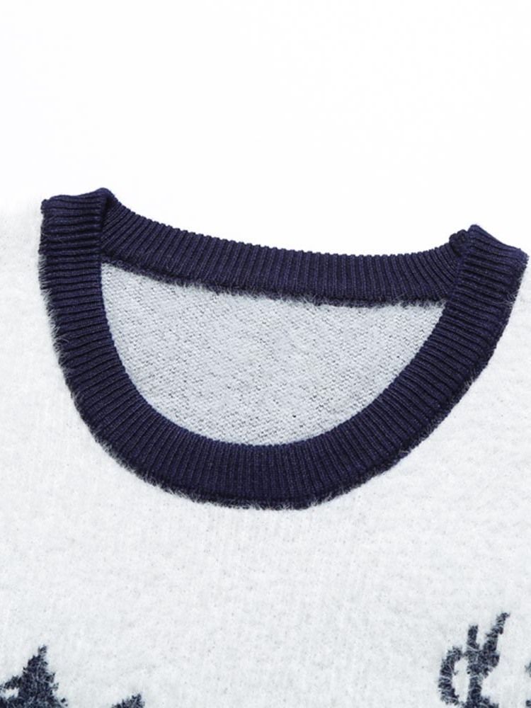 Pull Homme Européen Slim Standard Imprimé Color Block
