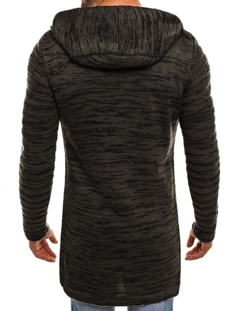 Pull Mi-long Uni À Capuche Droit Pour Hommes