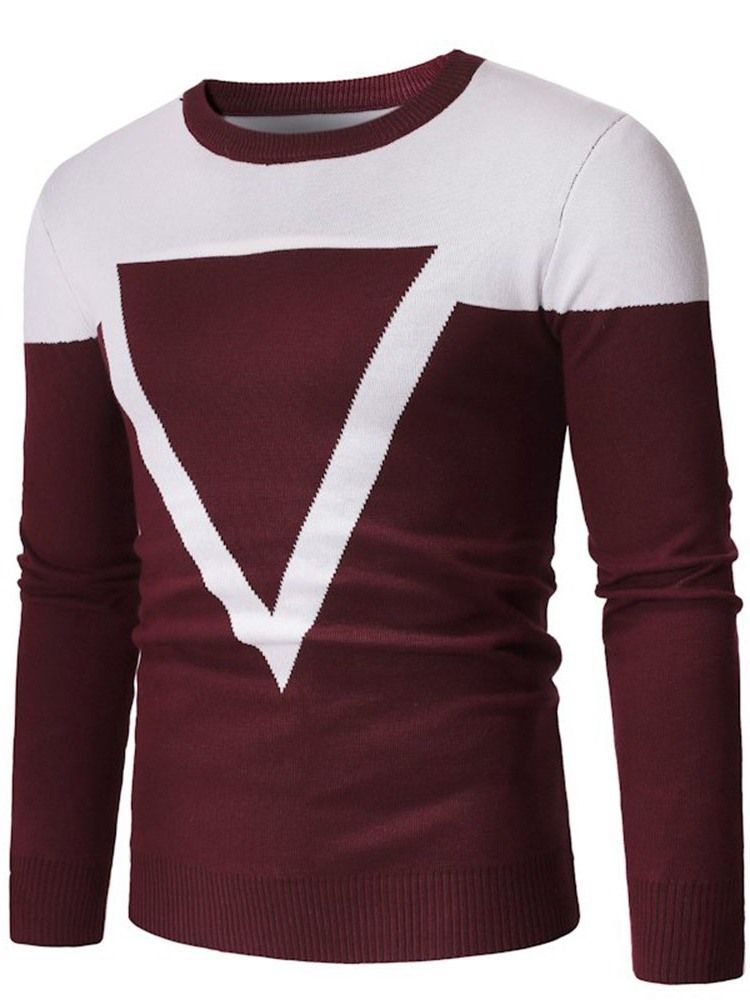Pull Slim Standard Patchwork Color Block Automne Homme