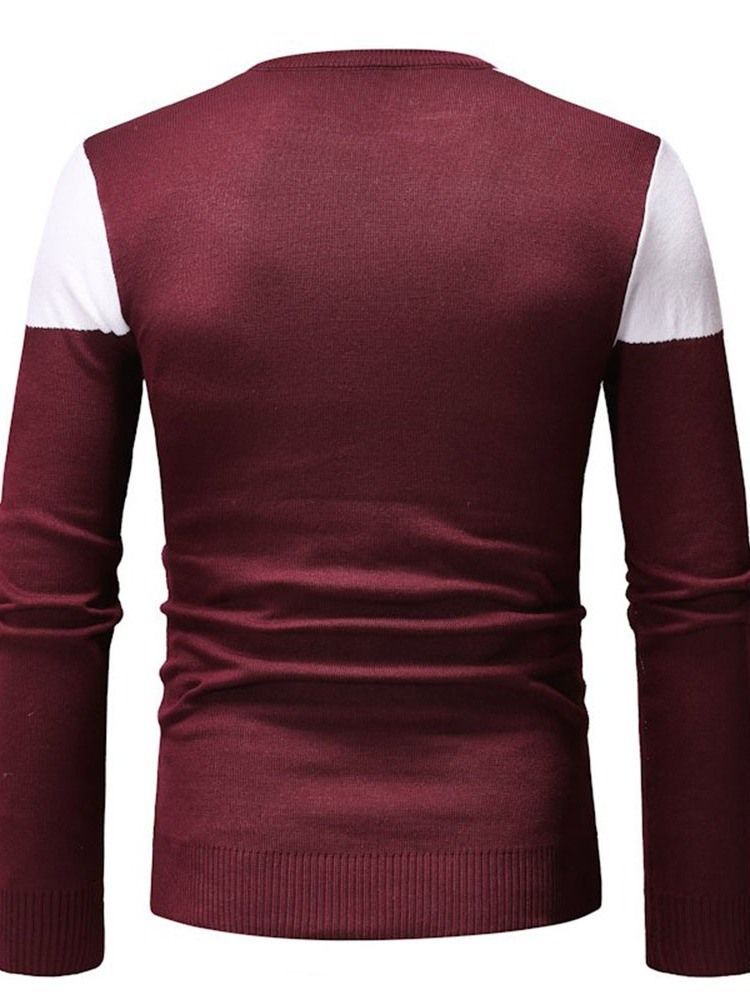 Pull Slim Standard Patchwork Color Block Automne Homme