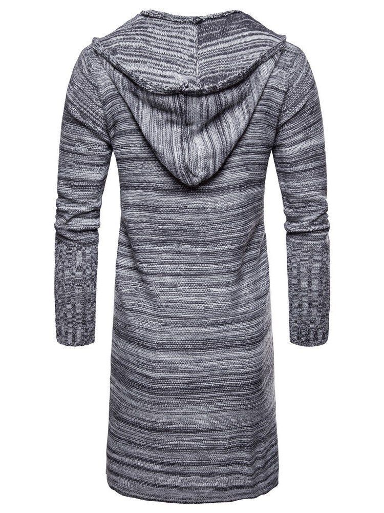 Pulls Cardigan Décontractés À Capuche Mi-longs À Capuche Pour Hommes