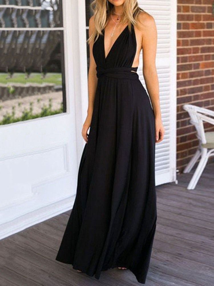 Robe D'expansion Sans Manches Pour Femmes Longueur Au Sol Et Dos Nu
