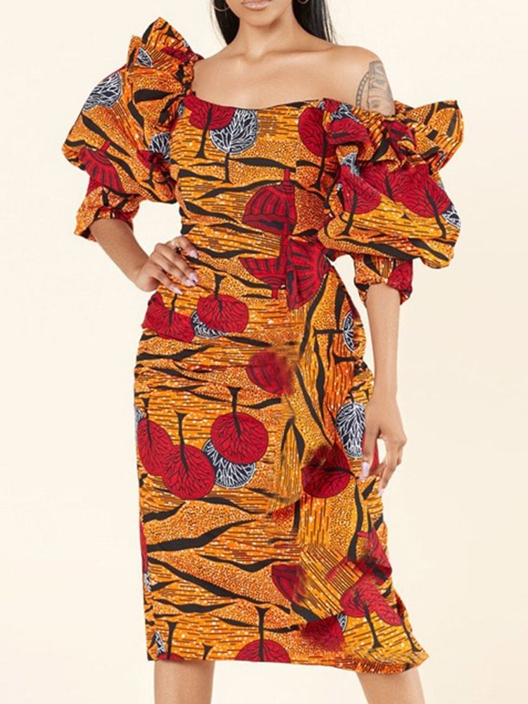 Robe Femme Sexy À Taille Haute Et À Manches Trois-quarts Fendues