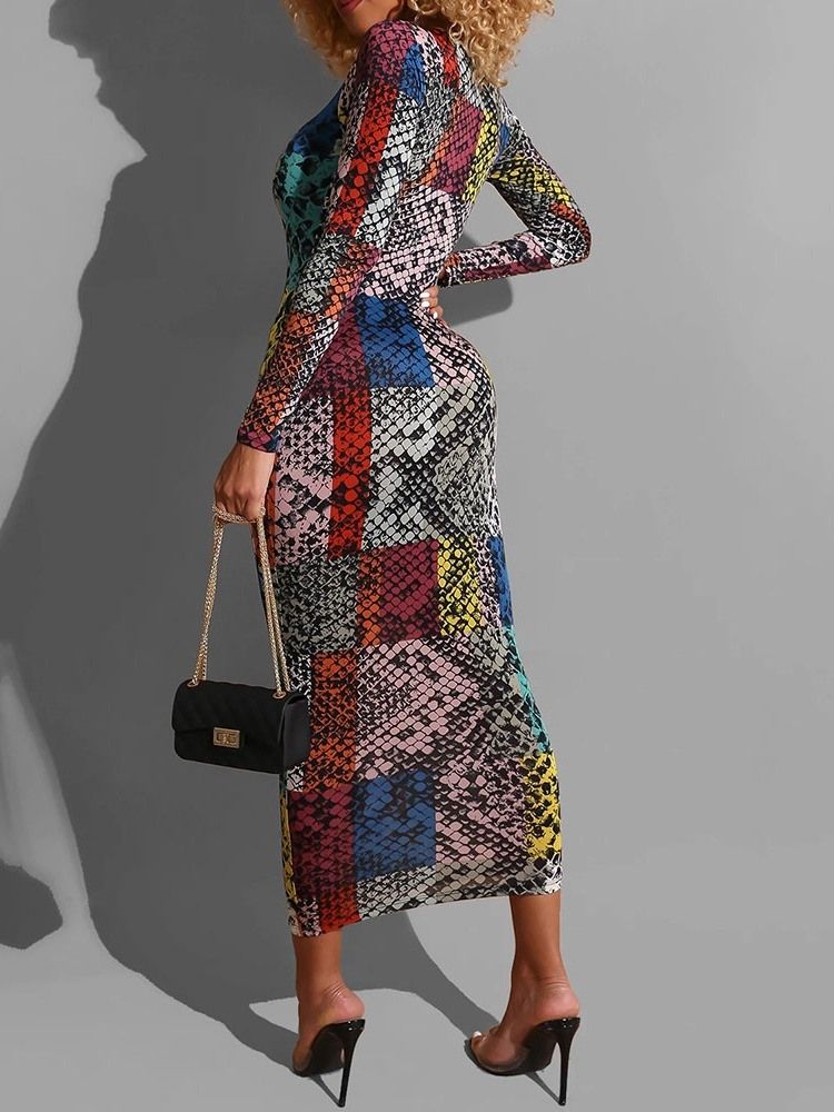 Robe Fourreau Régulière À Manches Longues Et À Mi-mollet Pour Femmes