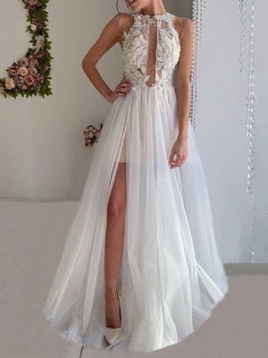 Robe Longue Blanche Sans Manches En Maille Sans Manches Pour Femmes
