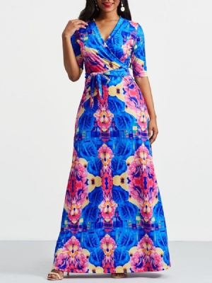 Robe Longue À Encolure En V À La Mode Africaine Pour Femmes