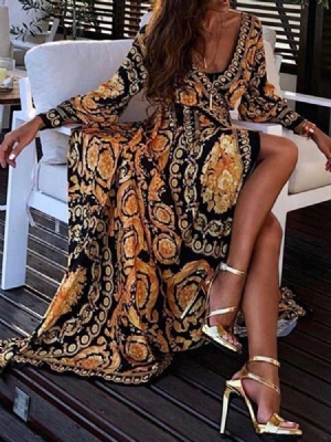 Robe À Manches Longues Et À Col En V Pour Femmes