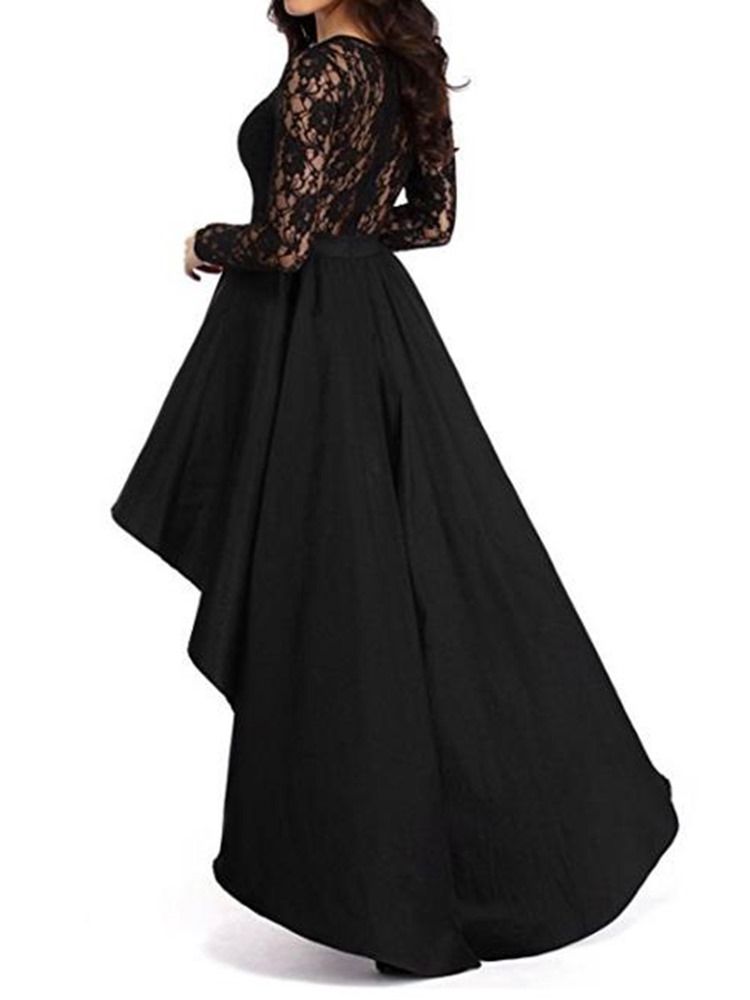 Robe Maxi Asymétrique En Dentelle Creuse Pour Femme
