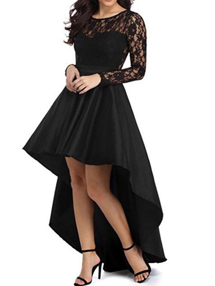 Robe Maxi Asymétrique En Dentelle Creuse Pour Femme