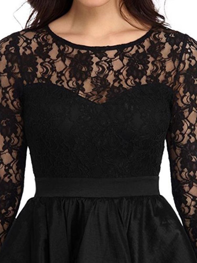 Robe Maxi Asymétrique En Dentelle Creuse Pour Femme