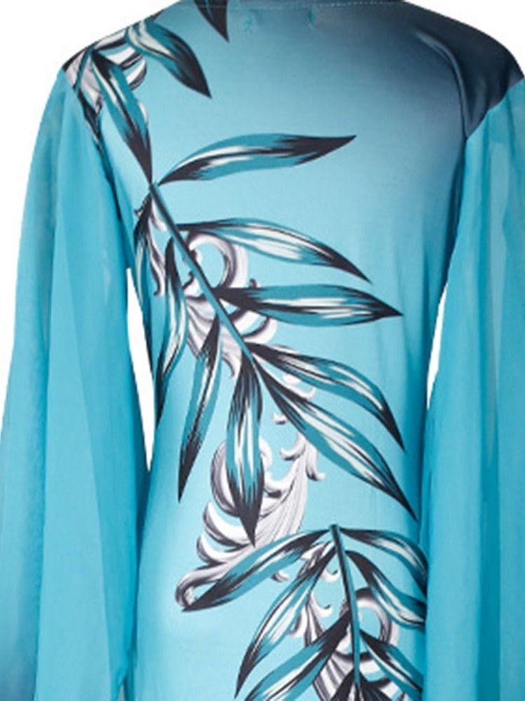 Robe Moulante D'été À Manches Longues Et Col En V Pour Femmes