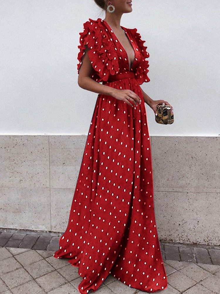 Robe Simple À Taille Haute Et À Col En V Pour Femmes
