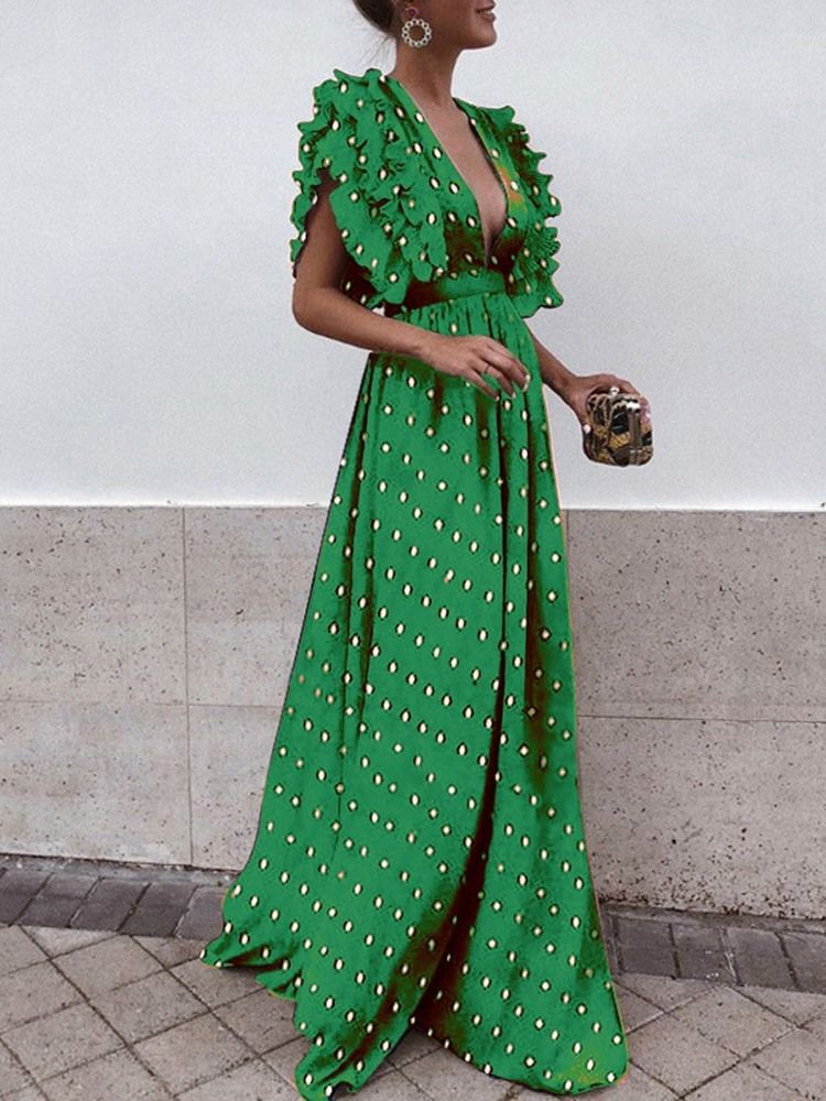 Robe Simple À Taille Haute Et À Col En V Pour Femmes