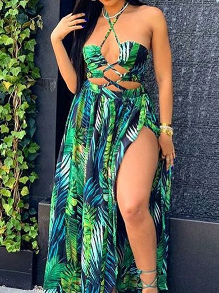 Robe De Voyage Sans Manches À Col En V Et Longueur Au Sol Pour Femme
