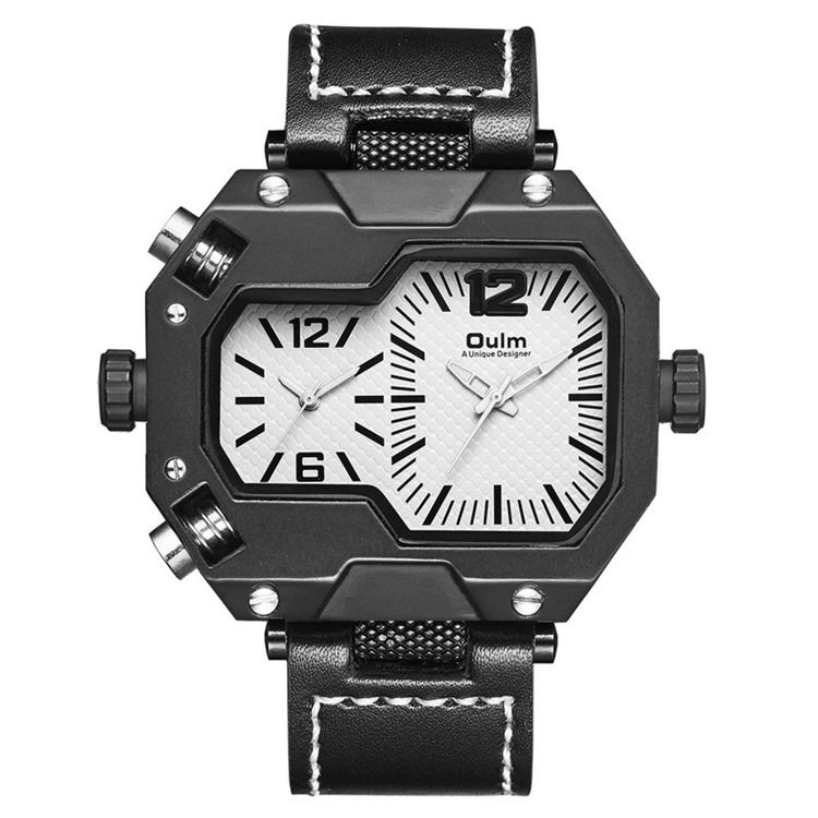 Montre En Cuir À Quartz En Verre Pour Hommes
