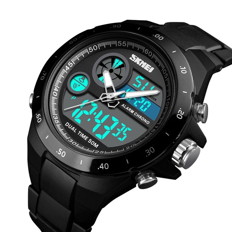 Montre Électronique À Quartz À Double Mouvement Pour Homme