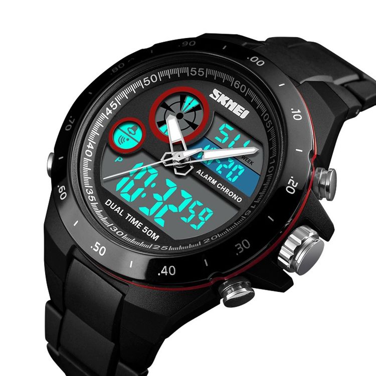 Montre Électronique À Quartz À Double Mouvement Pour Homme