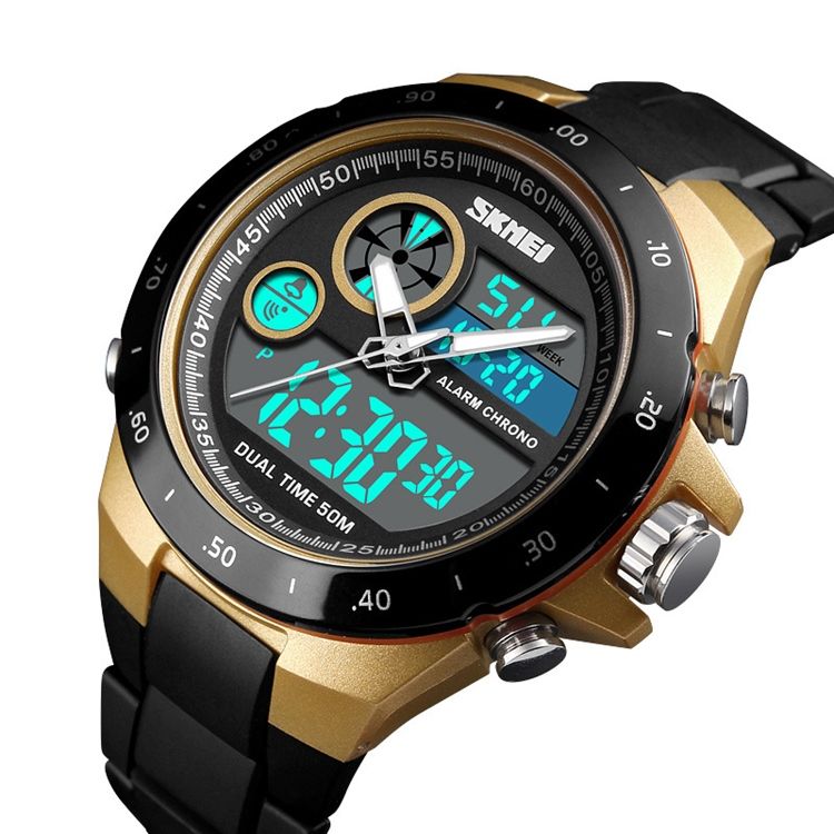 Montre Électronique À Quartz À Double Mouvement Pour Homme