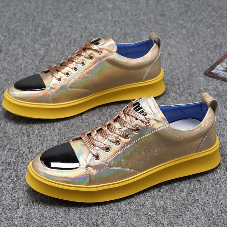 Chaussures De Skate Pour Hommes À Bout Rond Et Patchwork À Lacets