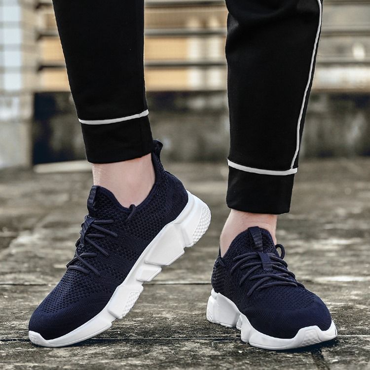 Chaussures De Sport À Bout Rond Et À Lacets Unies Pour Hommes