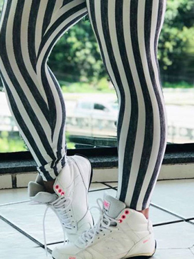 Leggings De Yoga Push-up Taille Haute Imprimé À Rayures Pour Femmes Leggings Tiktok Taille Haute
