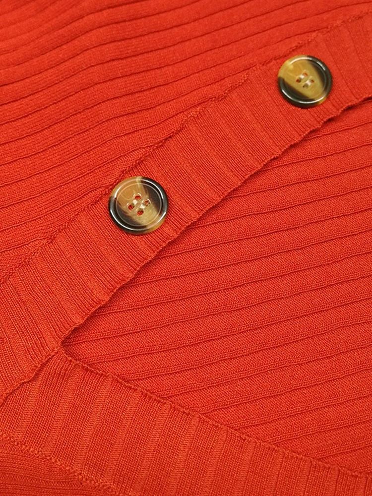 Chandail D'automne Régulier À Manches Longues Et À Boutonnage Simple Pour Femmes