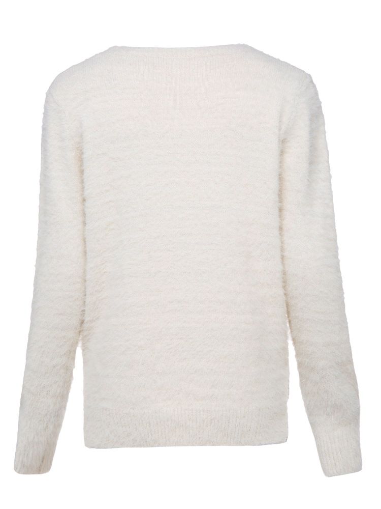 Pull Brodé De Plantes À Col Rond Pour Femme