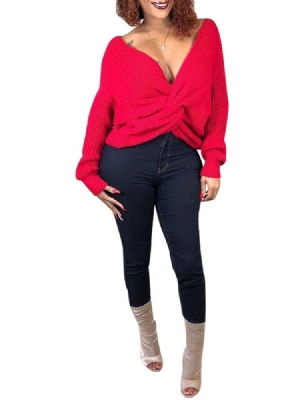 Pull De Noël Sexy À Col En V Et Dos Nu Pour Femmes