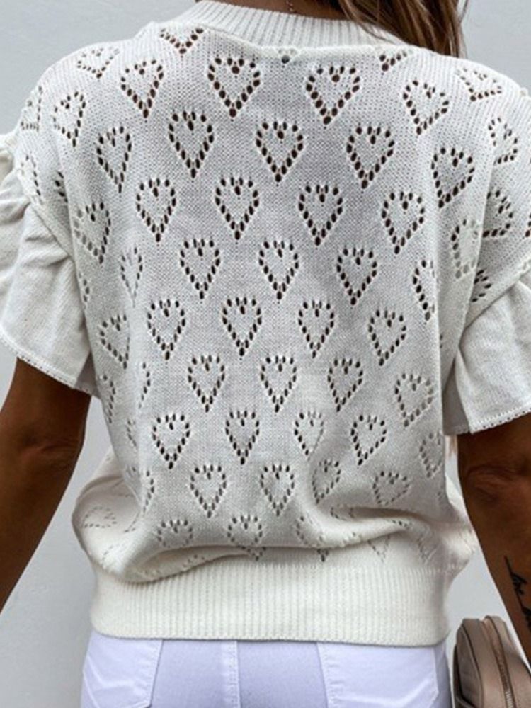 Pull Standard À Manches Courtes Pour Femmes Avec Patchwork À Pétales