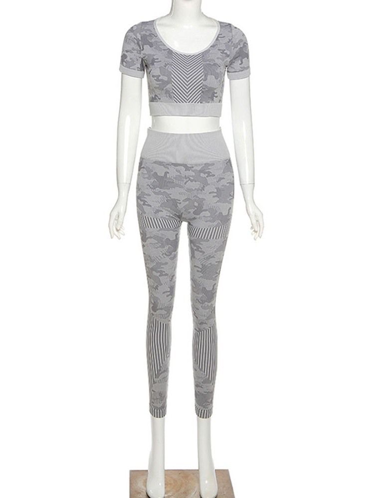 Ensembles De Vêtements À Manches Courtes En Polyester Anti-transpiration Camouflage Pour Femmes
