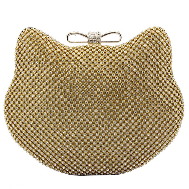 Pochette De Soirée En Forme De Chat Strass Brillant