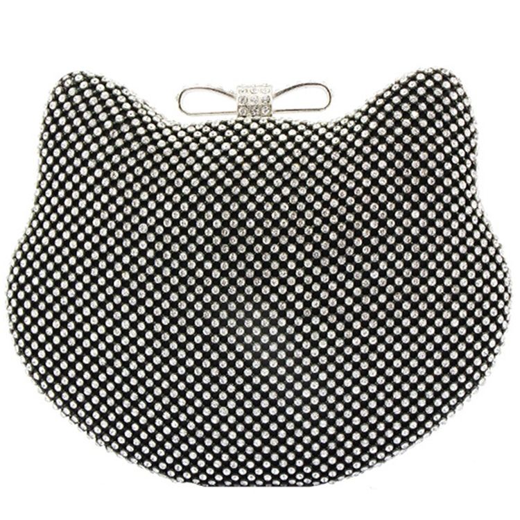 Pochette De Soirée En Forme De Chat Strass Brillant