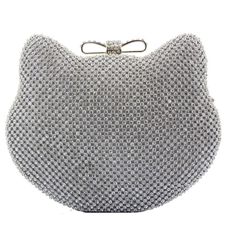 Pochette De Soirée En Forme De Chat Strass Brillant