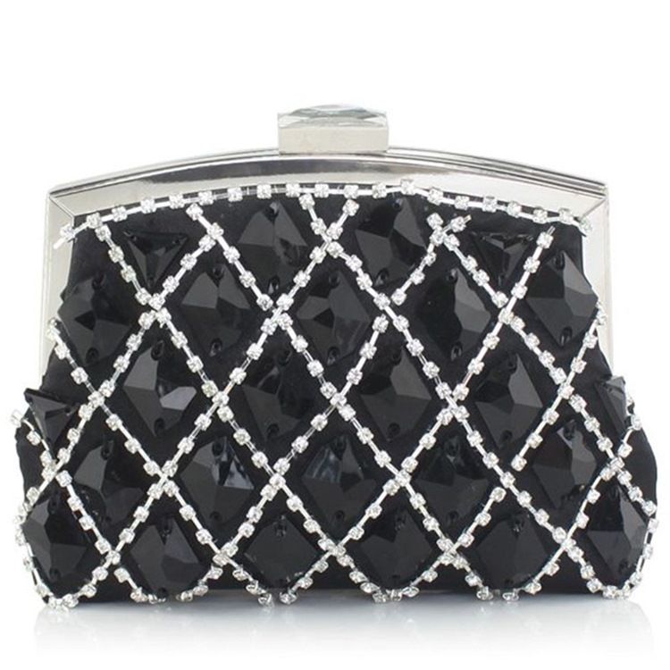 Pochette De Soirée En Strass À Carreaux Géométriques Nobles