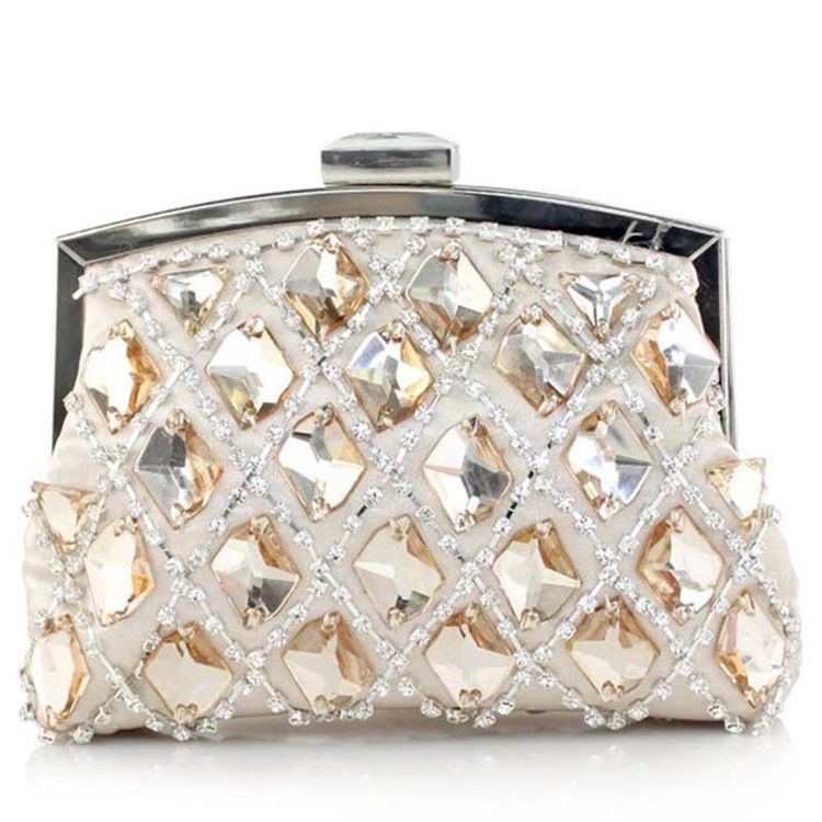 Pochette De Soirée En Strass À Carreaux Géométriques Nobles