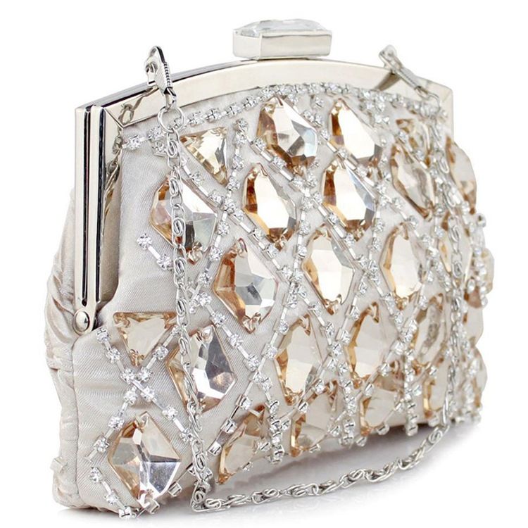 Pochette De Soirée En Strass À Carreaux Géométriques Nobles