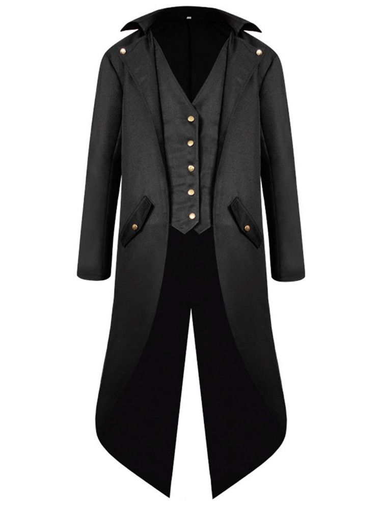 Manteau Slim Uni À Longs Boutons D'automne Pour Hommes