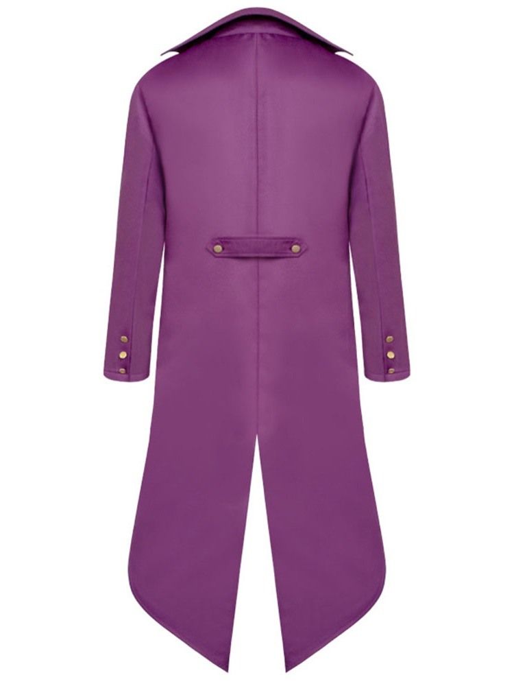 Manteau Slim Uni À Longs Boutons D'automne Pour Hommes