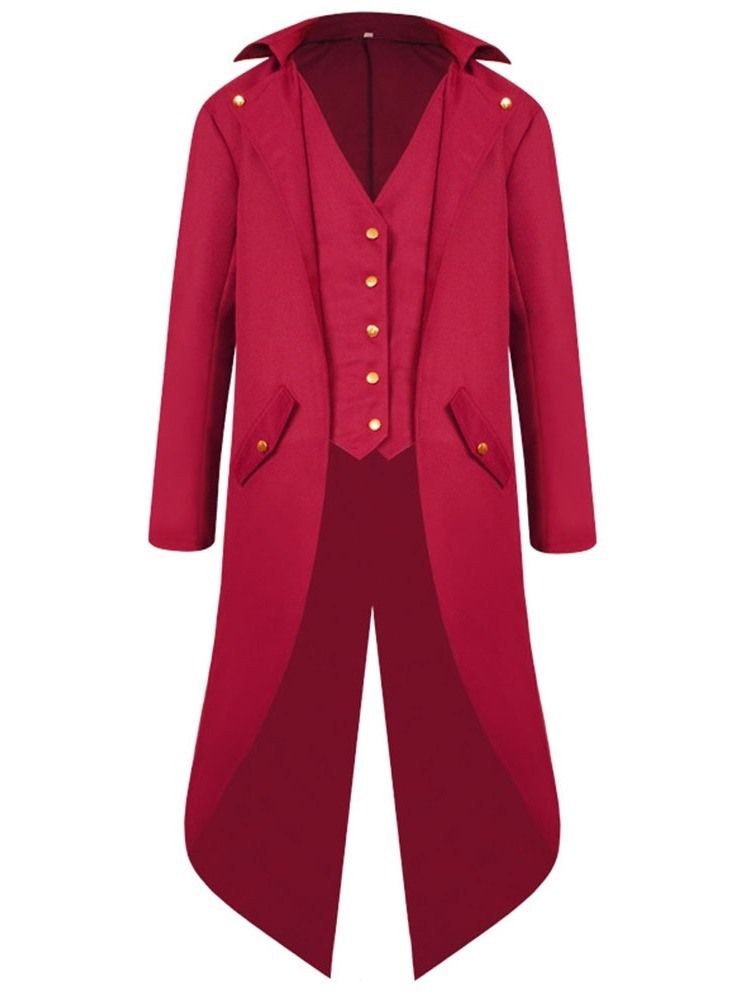 Manteau Slim Uni À Longs Boutons D'automne Pour Hommes