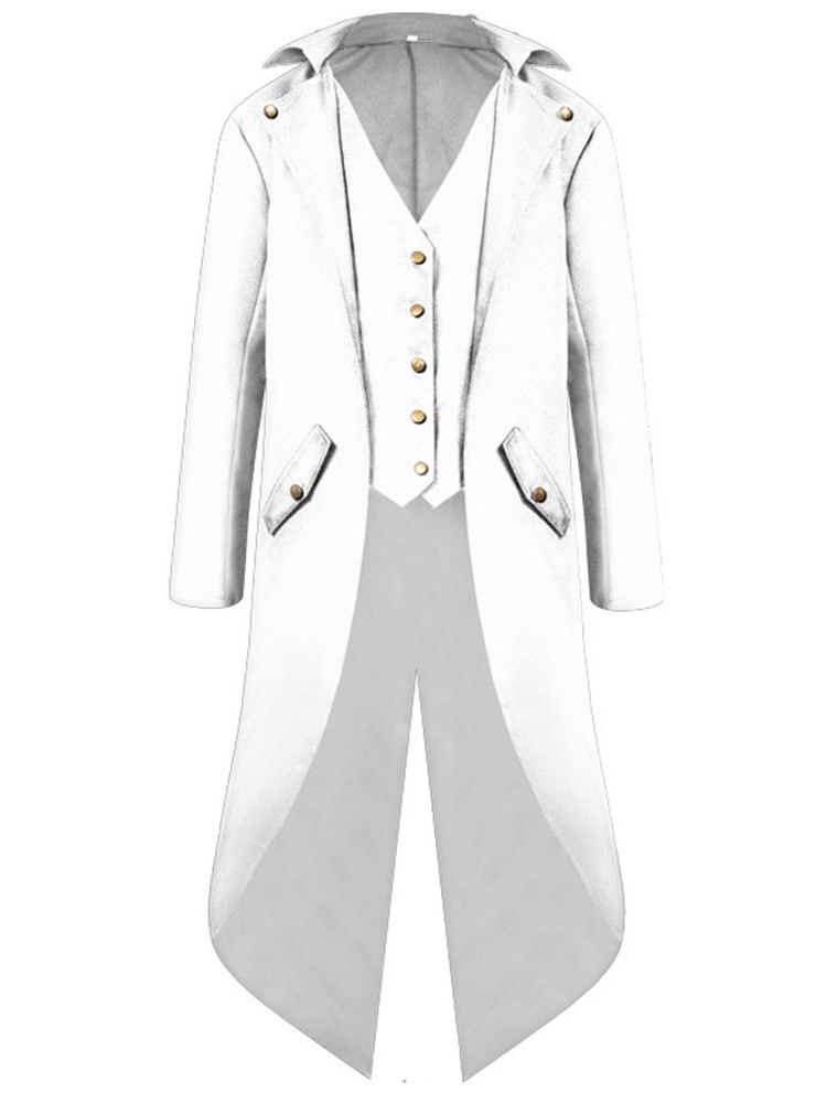 Manteau Slim Uni À Longs Boutons D'automne Pour Hommes