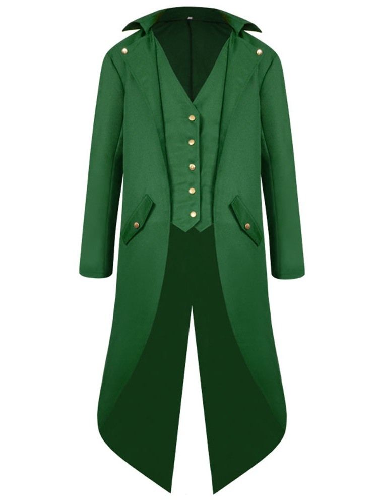 Manteau Slim Uni À Longs Boutons D'automne Pour Hommes